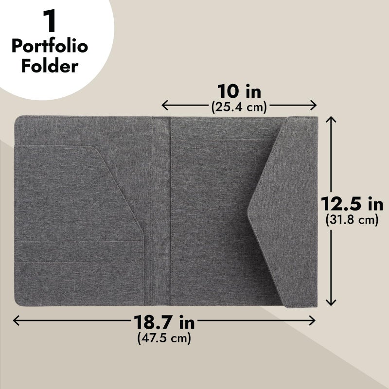 Paper Junkie Binder Organizer - 10 x 12.5 in, Gray Polyester - Resume Portfolio Folder - Zipper Binder Business Card Pockets - Image 5